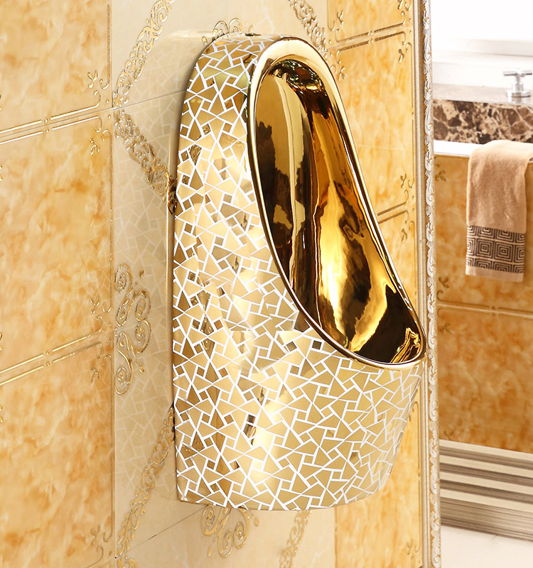 Elegant Wall Mounted Mosaic Gold Urinal Gold Urinals