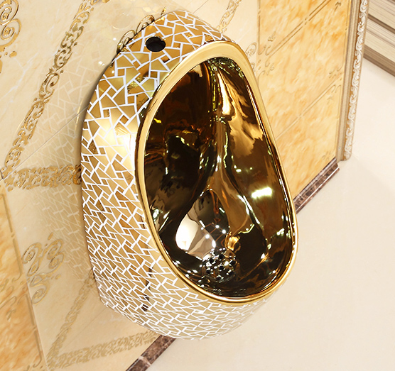 Elegant Wall Mounted Mosaic Gold Urinal Gold Urinals