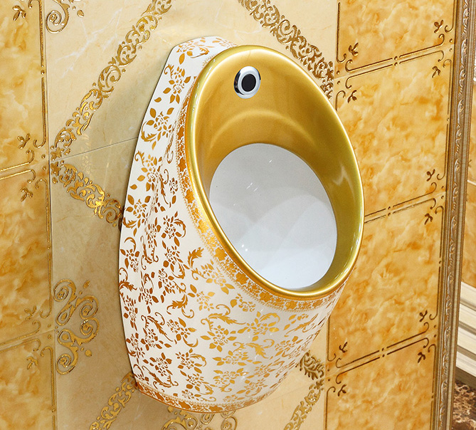 Modern Wall Mounted Gold Pattern Urinal  -  Gold Urinals