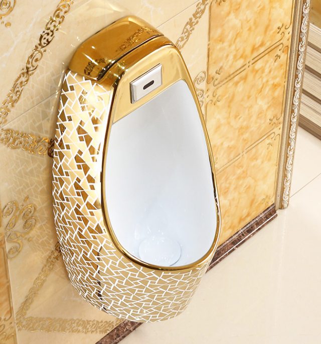 Luxury Wall Mounted Mosaic Gold Urinal Royal Toiletry Global