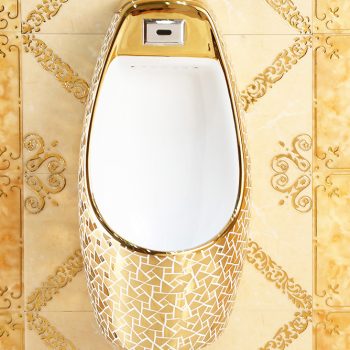 Luxury Wall Mounted Mosaic Gold Urinal