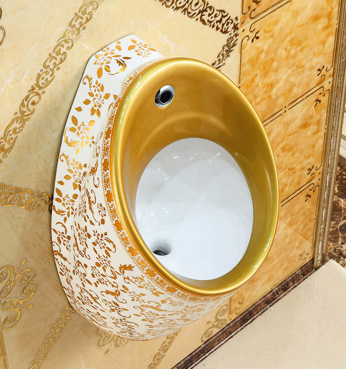 Modern Wall Mounted Gold Pattern Urinal  -  Gold Urinals