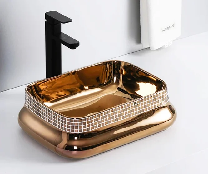 Deluxe Gold Mosaic Bathroom Basin  -  Gold Bathroom Basins