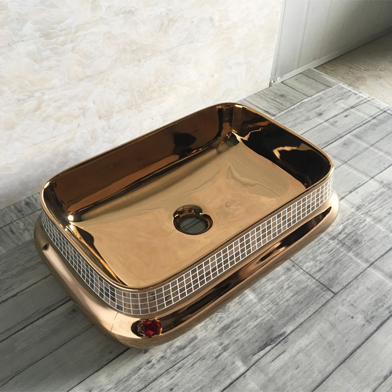 Deluxe Gold Mosaic Bathroom Basin Gold Bathroom Basins