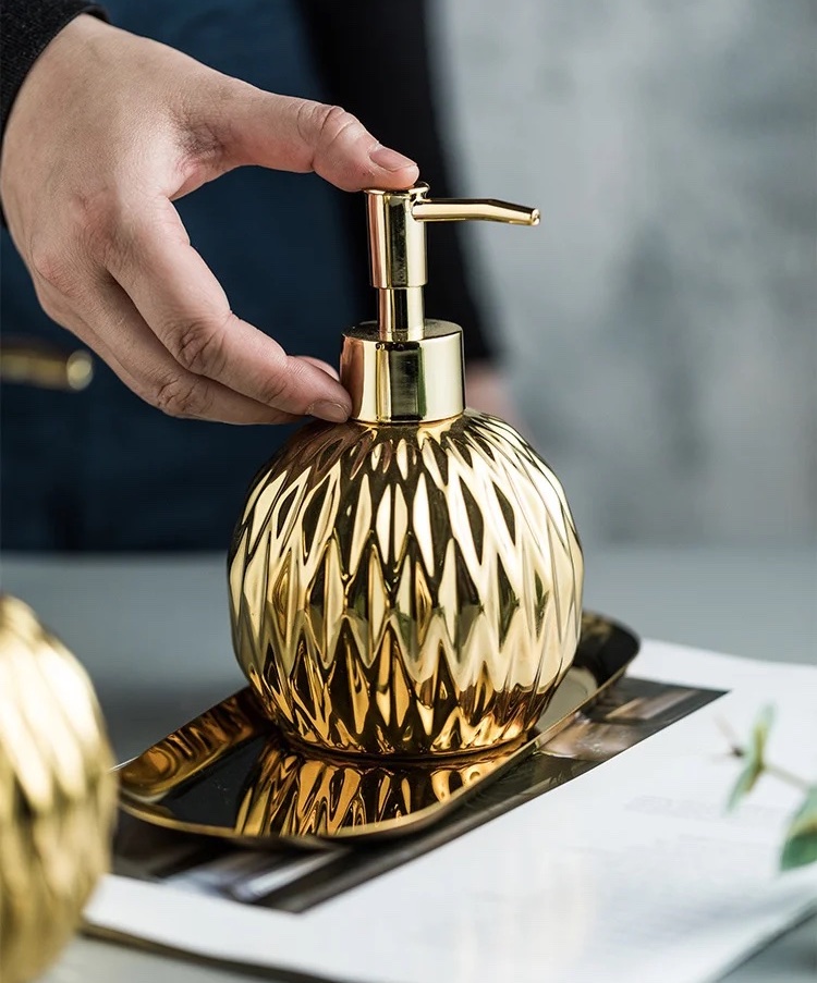 Deluxe Gold Soap Dispenser With Base Gold Bathroom Accessories