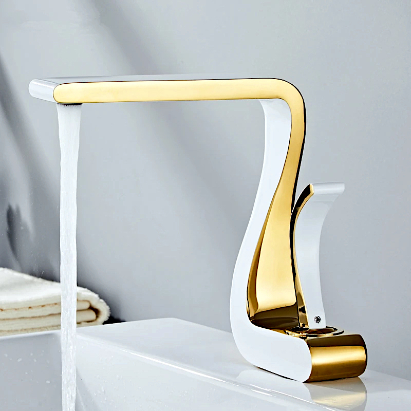 Exclusive Bathroom White-Gold Faucet Gold Water Taps & Faucets