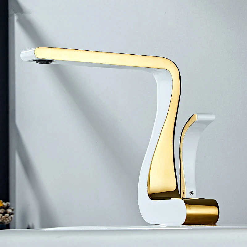 Exclusive Bathroom White-Gold Faucet Gold Water Taps & Faucets