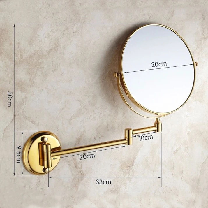 Gold Bathroom Round Foldable Mirror Gold Bathroom Accessories
