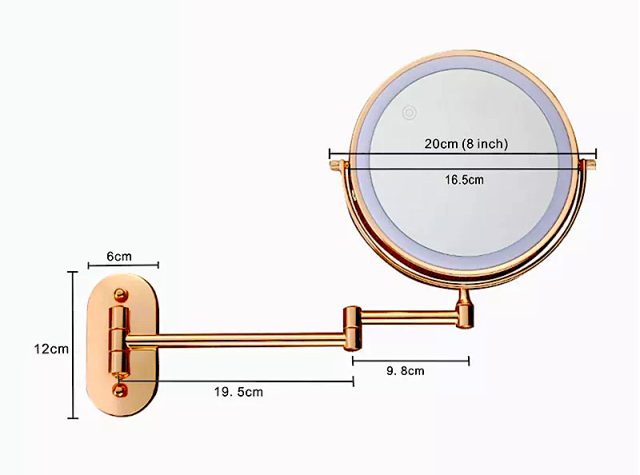 Gold Bathroom Round Foldable Mirror With Led Light - Royal Toiletry Global