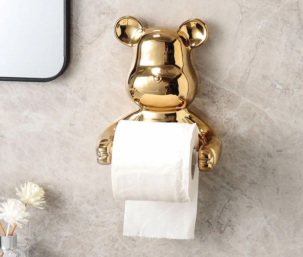 Gold Bear Toilet Paper Holder Gold Bathroom Accessories