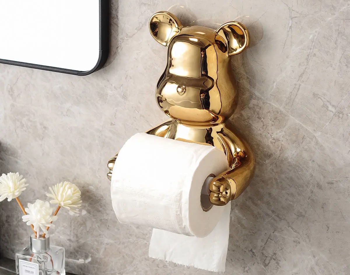 Gold Bear Toilet Paper Holder Gold Bathroom Accessories