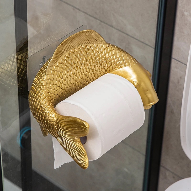 Gold Fish Toilet Paper Holder Gold Bathroom Accessories