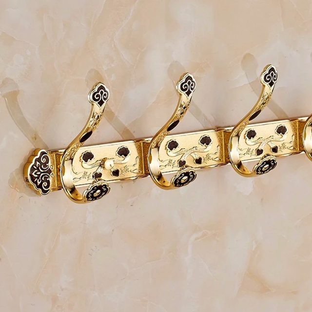 Graceful Gold Towel Hooks, 5 pcs - Royal Toiletry Global
