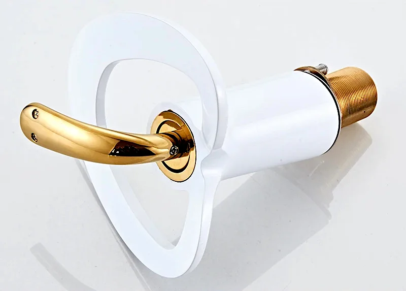 Luxury White & Gold Heart Shaped Bathroom Faucet  -  Gold Water Taps & Faucets