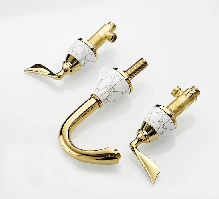 Elegant Gold Dual Handle Bathroom Faucet Royal Toiletry Global