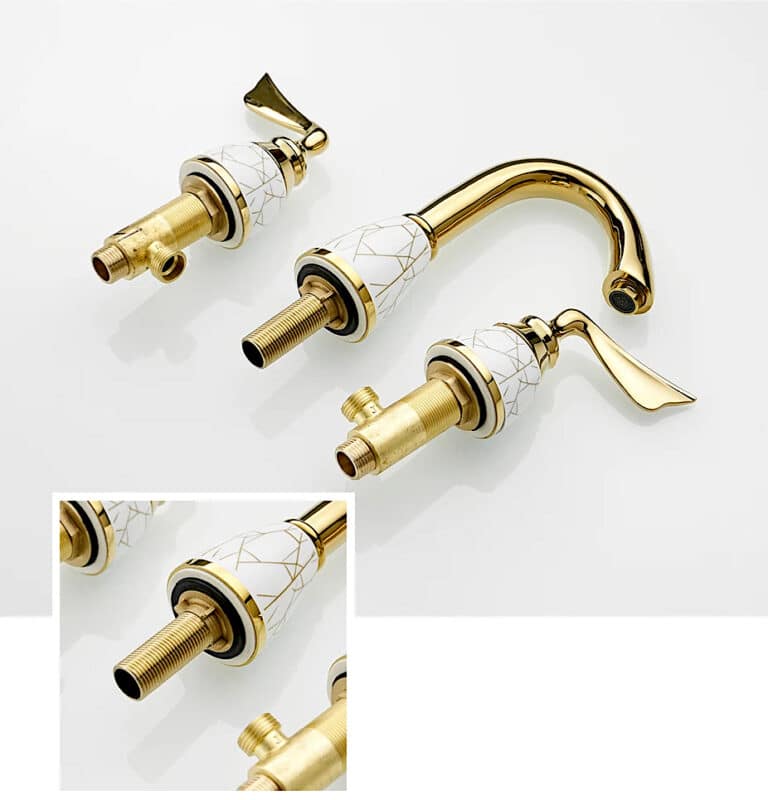 Elegant Gold Dual Handle Bathroom Faucet Royal Toiletry Global