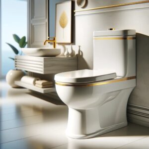 Gold toilet for 2024 bathroom design idea
