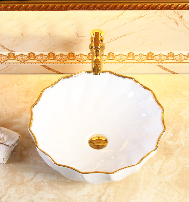 Elegant Bathroom Basin With Gold Trim  -  Gold Bathroom Basins