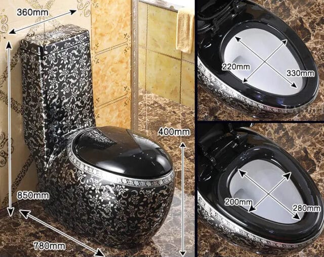 Oval Shaped Black And Silver Toilet - Royal Toiletry Global