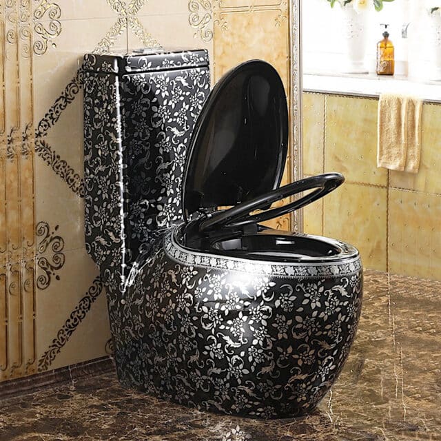 Oval Shaped Black And Silver Toilet - Royal Toiletry Global