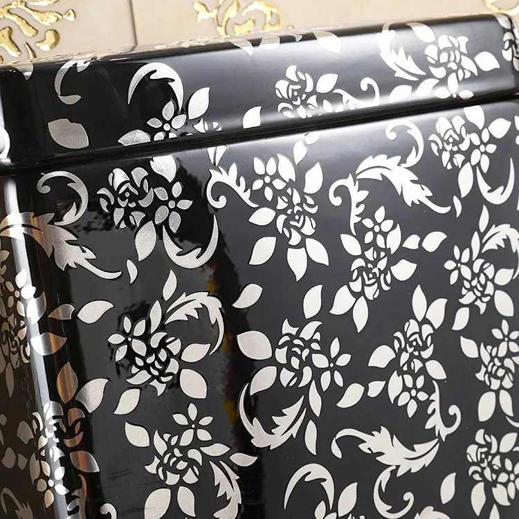 Oval Shaped Black And Silver Toilet - Royal Toiletry Global