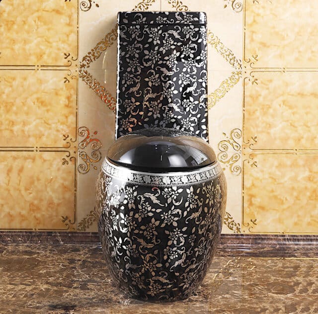 Oval Shaped Black And Silver Toilet - Royal Toiletry Global