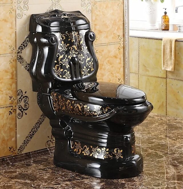 Royal Black Toilet With Gold Accents  -  Gold Toilets