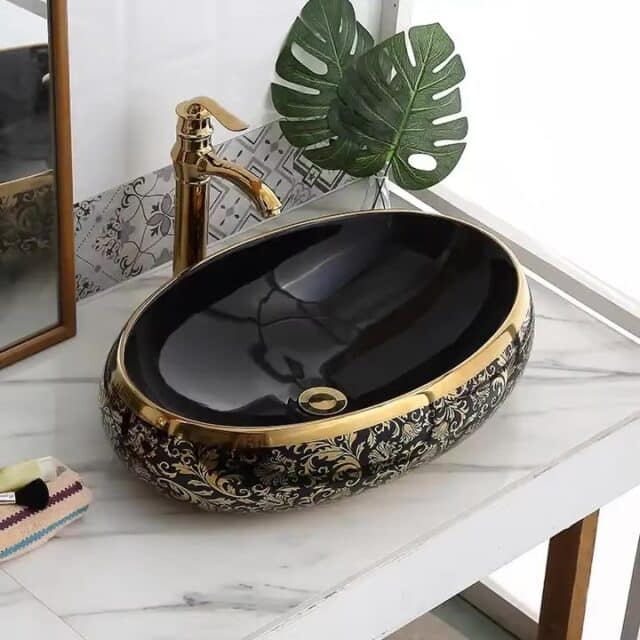 Luxury Black & Gold Bathroom Basin Royal Toiletry Global