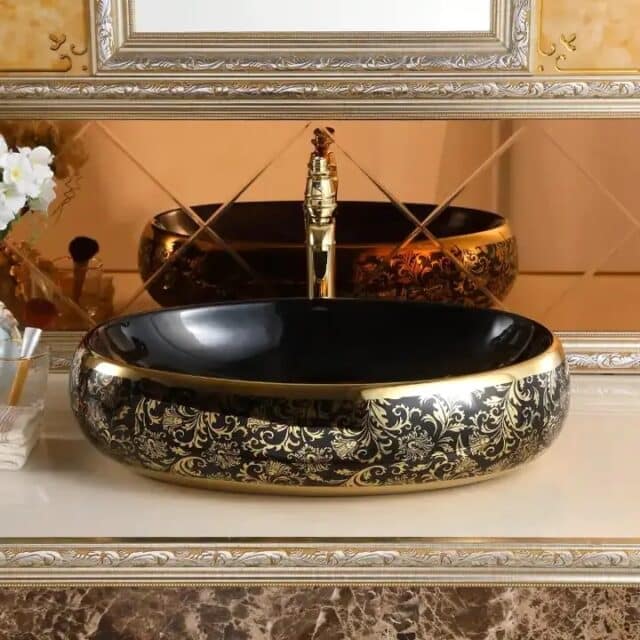 Luxury Black & Gold Bathroom Basin Royal Toiletry Global