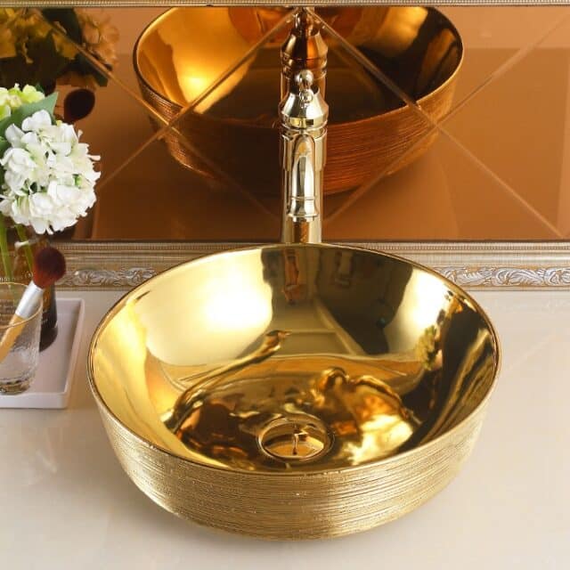 Modern Gold Horizon Textured Bathroom Sink - Royal Toiletry Global