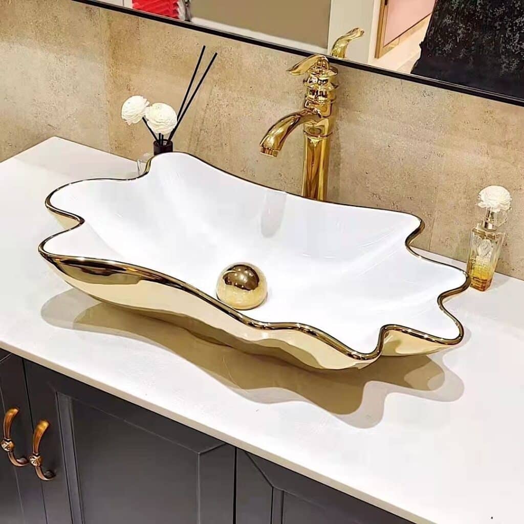 Gold plated bathroom basin