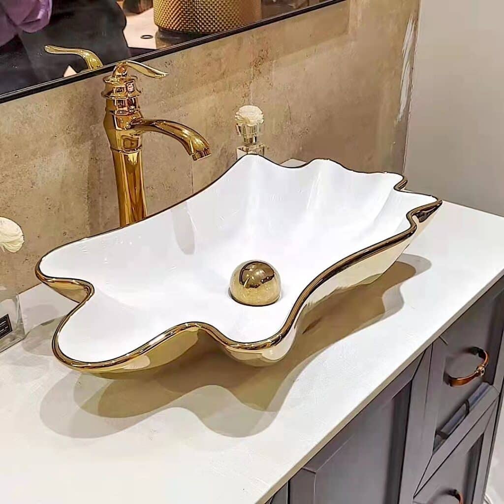 Gold plated bathroom basin
