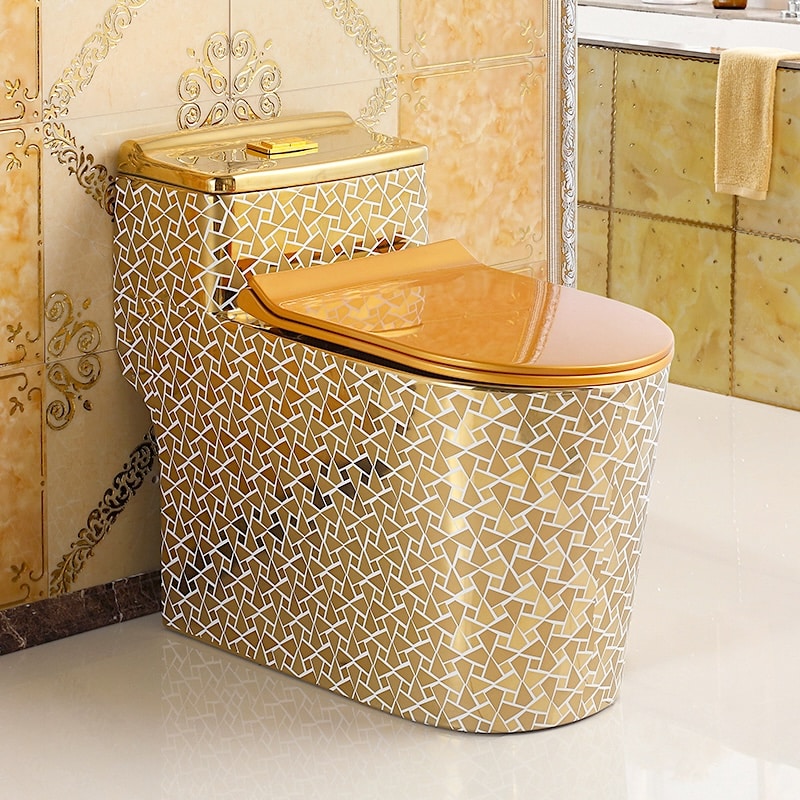 Luxury Design Low-Profile Mosaic Gold Toilet  -  Gold Toilets