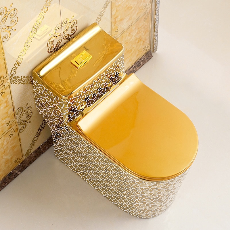 Luxury Design Low-Profile Mosaic Gold Toilet  -  Gold Toilets