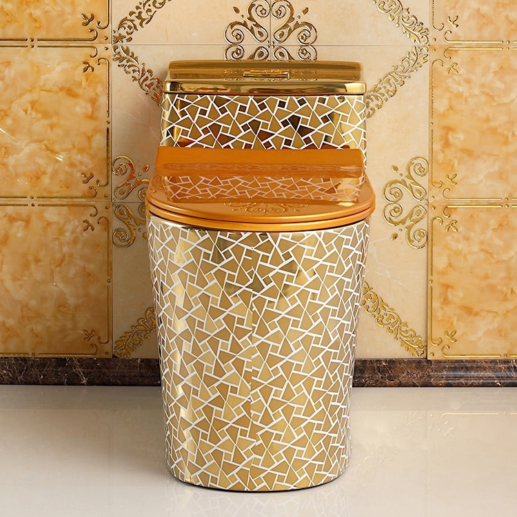 Luxury Design Low-Profile Mosaic Gold Toilet  -  Gold Toilets