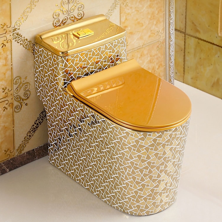 Luxury Design Low-Profile Mosaic Gold Toilet  -  Gold Toilets