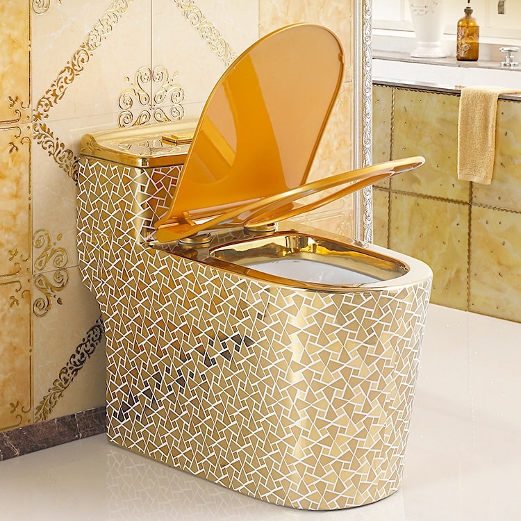 Luxury Design Low-Profile Mosaic Gold Toilet  -  Gold Toilets