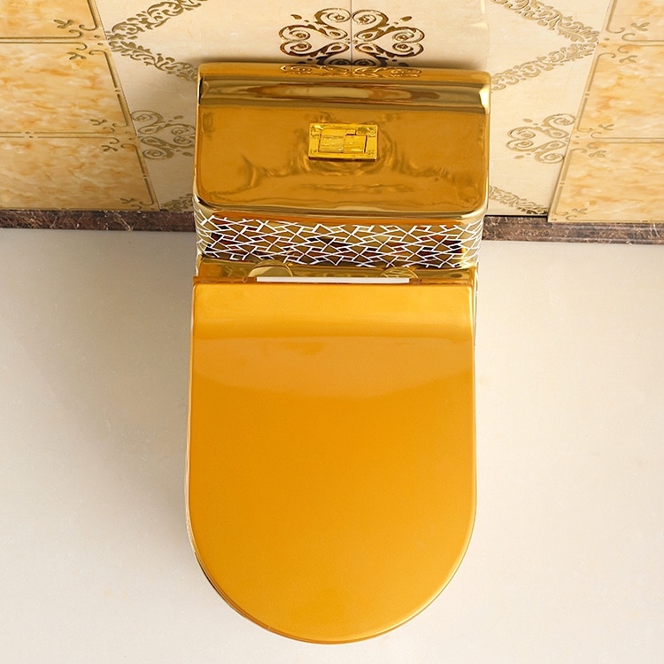 Luxury Design Low-Profile Mosaic Gold Toilet  -  Gold Toilets