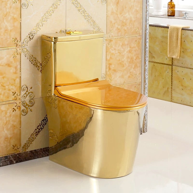 Premium Compact Plain Gold Toilet  -  Gold Toilets