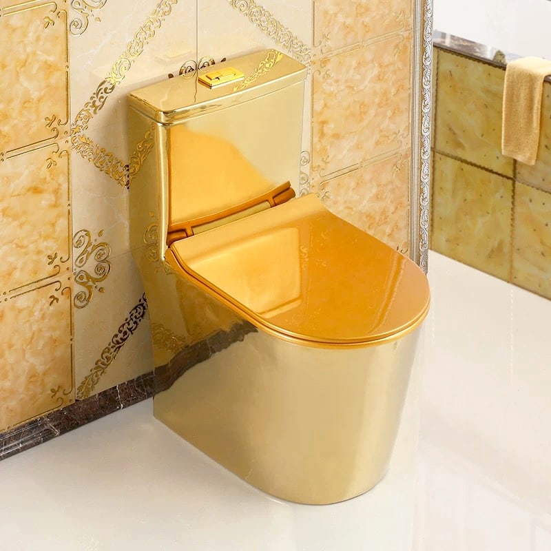 Premium Compact Plain Gold Toilet  -  Gold Toilets