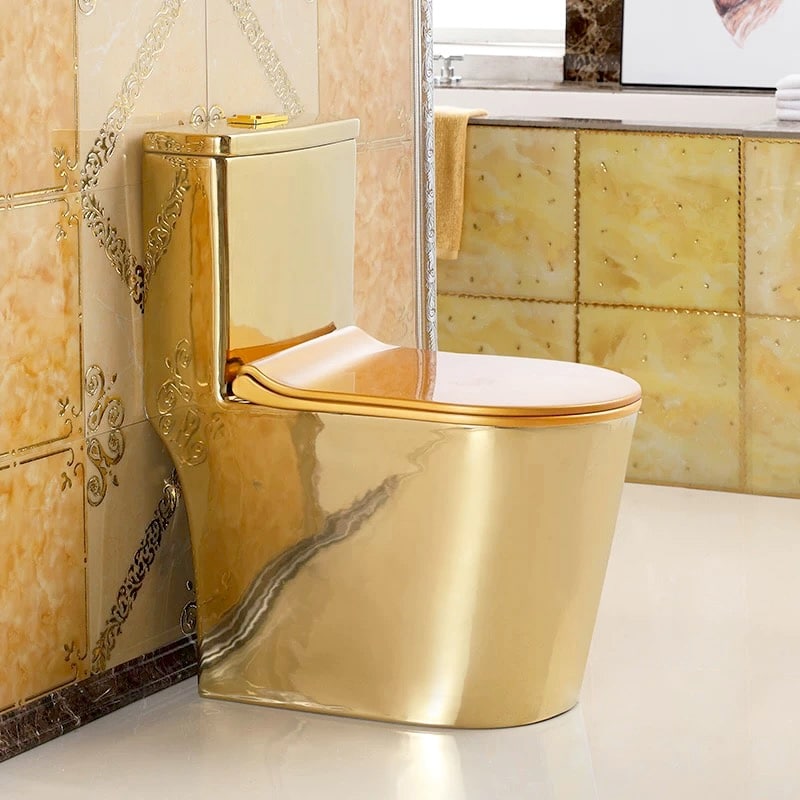 Premium Compact Plain Gold Toilet  -  Gold Toilets