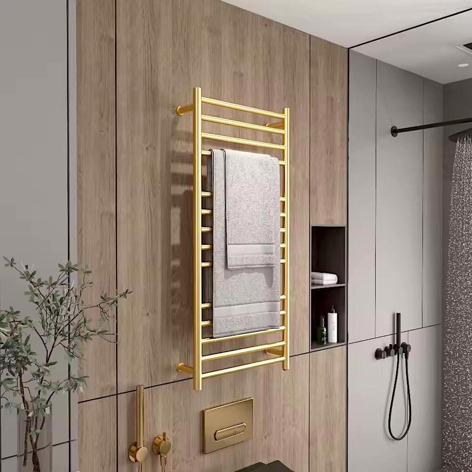 Luxury Gold-Plated Electric Heated Towel Rack  -  Bathroom Accessories