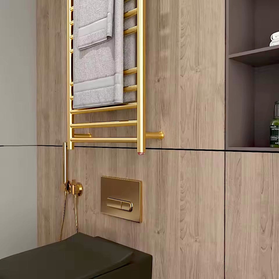 Luxury Gold-Plated Electric Heated Towel Rack  -  Bathroom Accessories