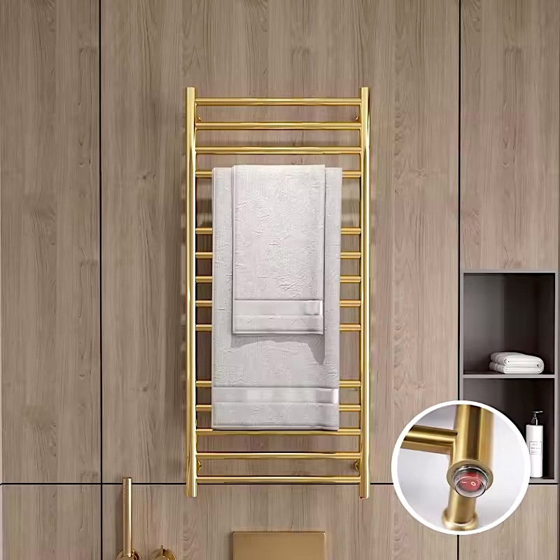 Luxury Gold-Plated Electric Heated Towel Rack  -  Bathroom Accessories