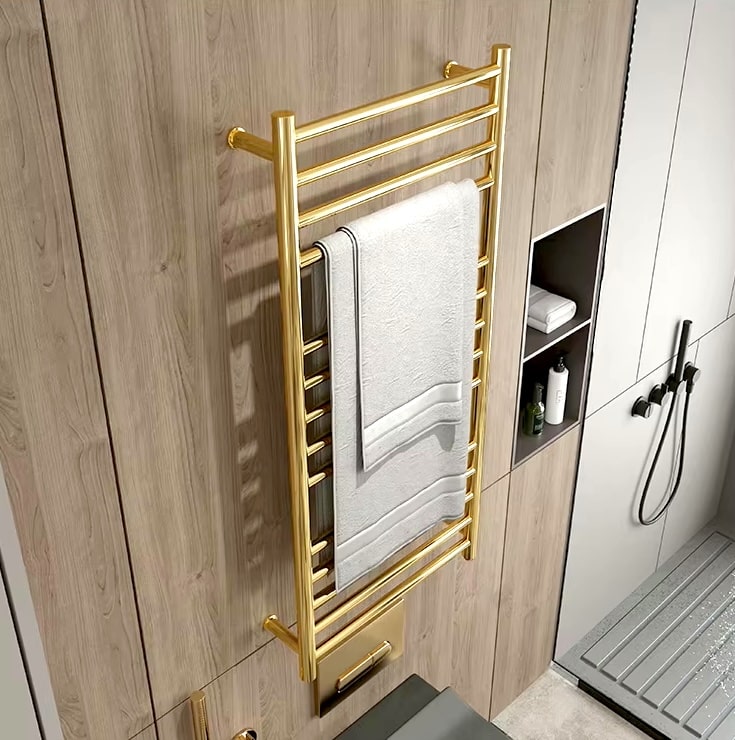 Luxury Gold-Plated Electric Heated Towel Rack  -  Bathroom Accessories