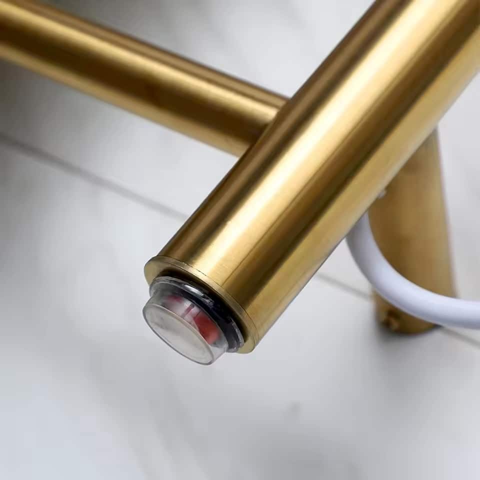 Modern Electric Gold Towel Warmer Rack With Top Shelf  -  Bathroom Accessories