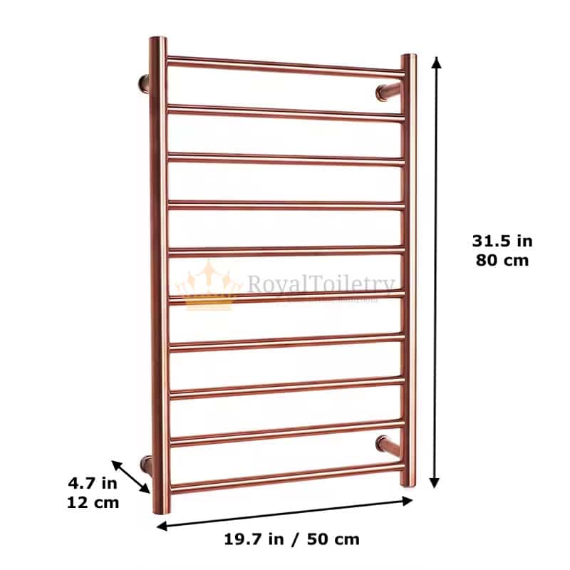 Modern Electric Rose Gold Towel Rack Heater measurements