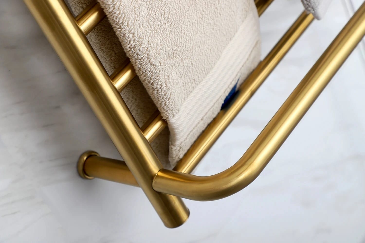 Premium Electric Heated Gold Towel Rack With Top Shelf  -  Bathroom Accessories