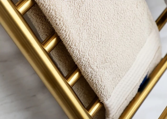 Premium Electric Heated Gold Towel Rack With Top Shelf  -  Bathroom Accessories