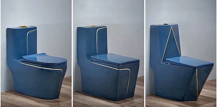 Sky blue toilets by Royal Toiletry